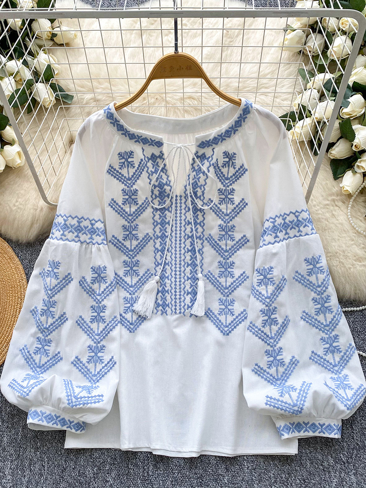 Embroidery Jersey - Women Blouse Embroidery Autumn Long Sleeve