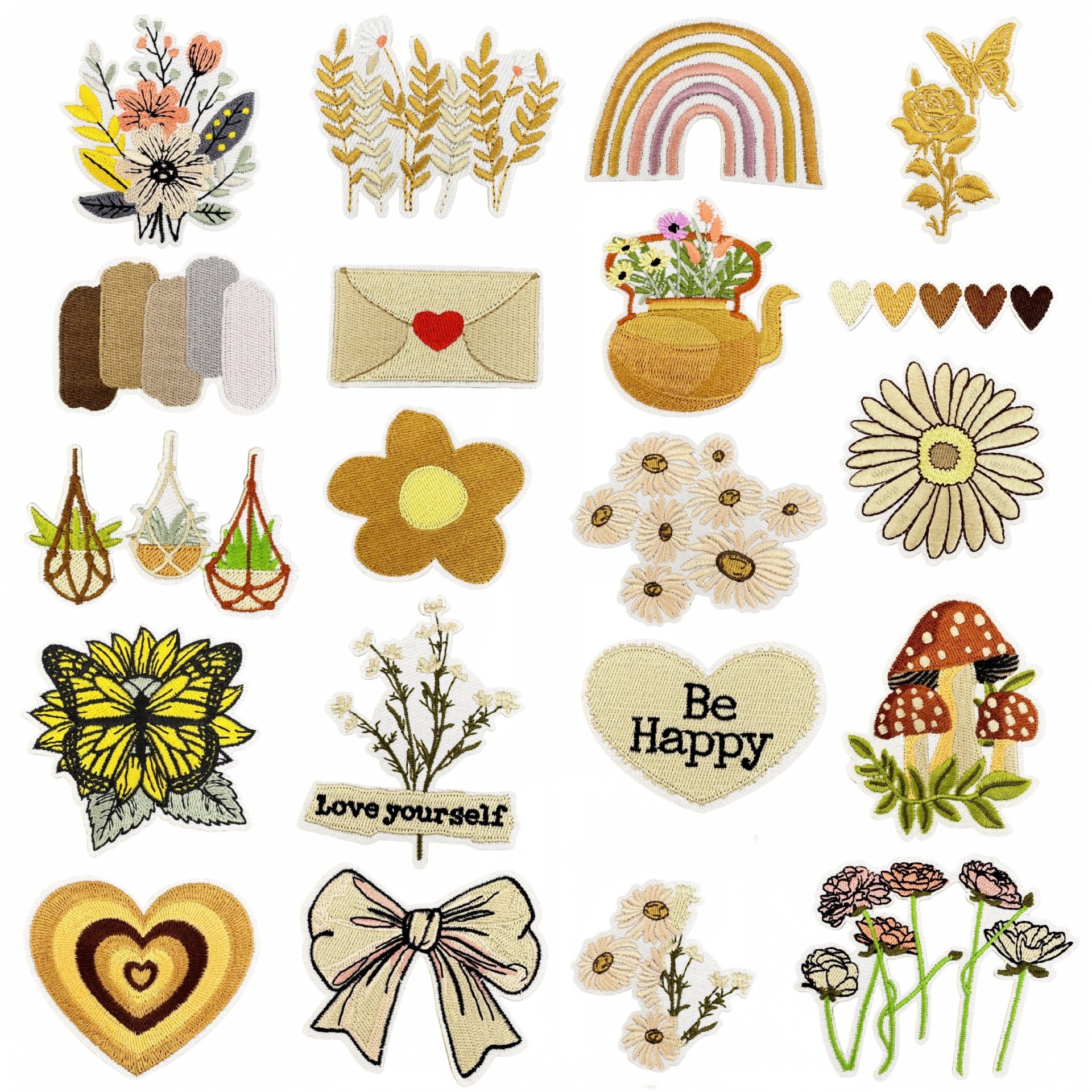 Embroidery Yellow Flower - 10pcs Beige Yellow Wappen Patches Embroidery
