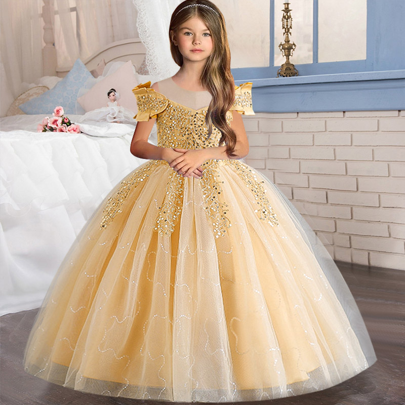 Embroidery Jersey - Flower Girl Dress Wedding Kids Tulle