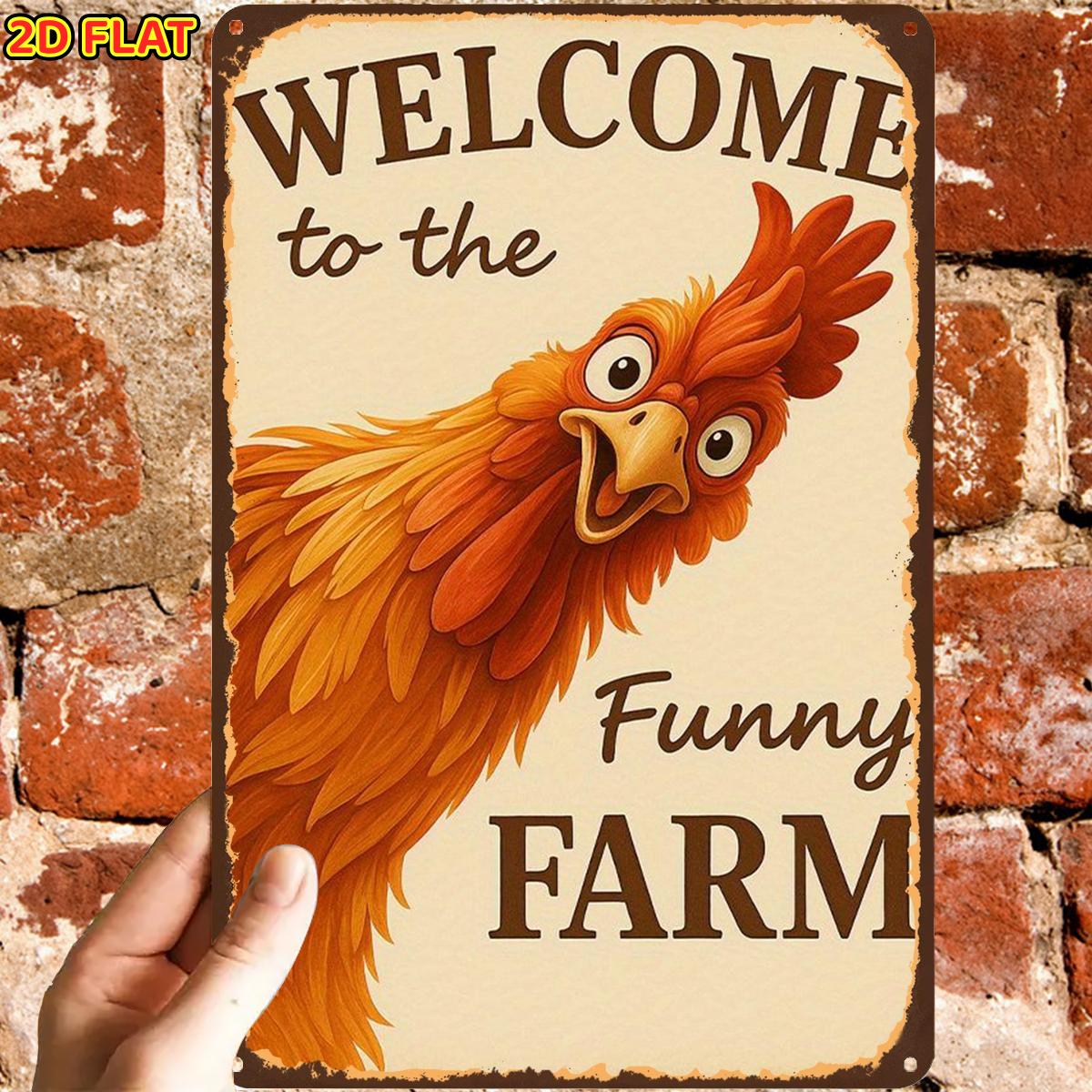 Embroidery Garden - Farm Humor! Vintage Chicken Aluminum Sign,