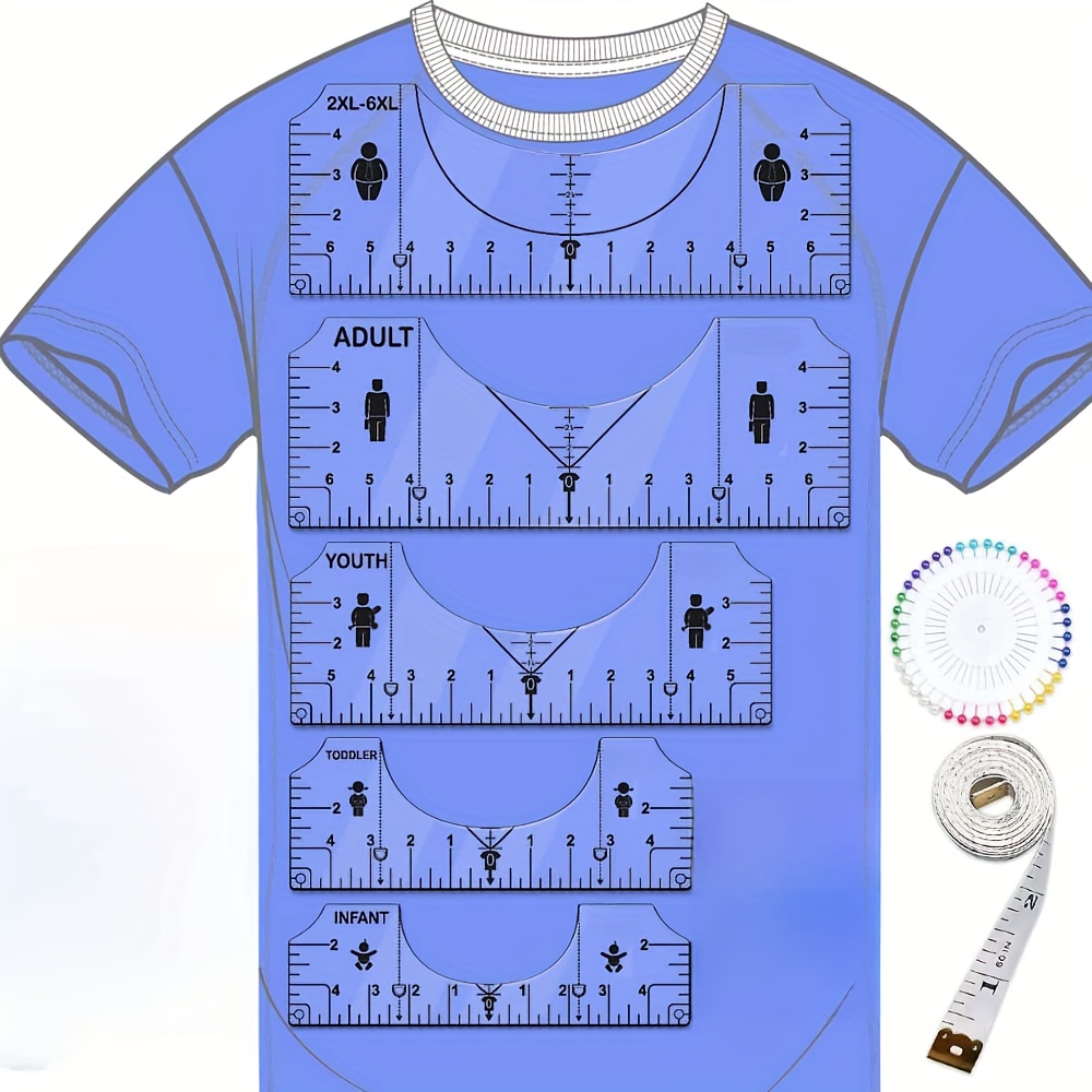 Embroidery Hub - 7Pcs T-Shirt Alignment Ruler Tool, PVC