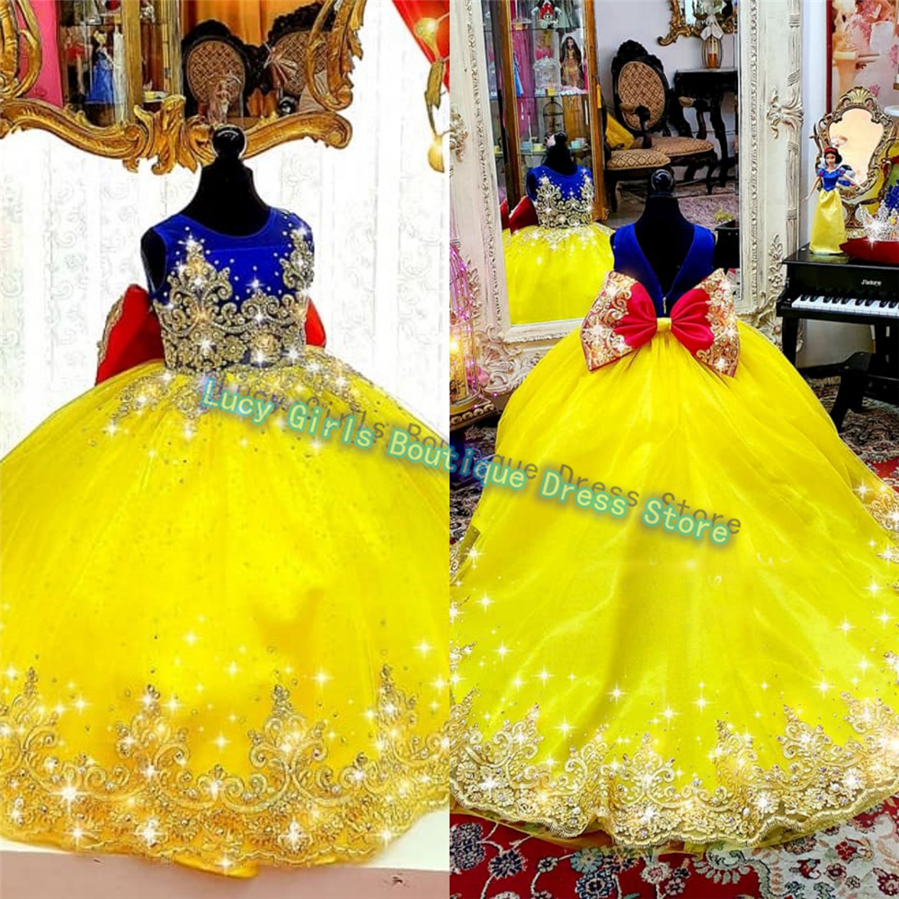 Embroidery Yellow Flower - Luxuriously Yellow Flower Girl Dress Quality