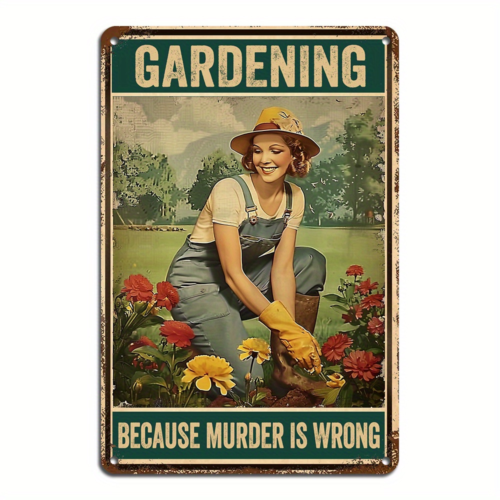 Embroidery Garden - Vintage Gardening Tin Sign - 
