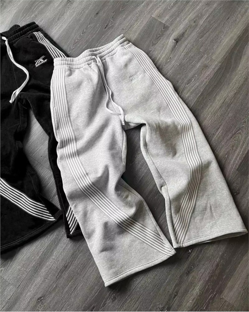 Embroidery Premium - Y2k Embroidered Black Gray Casual Pants