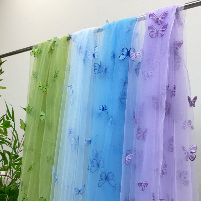 Embroidery Jersey - 3D Butterfly Embroidery Tulle Fabric Stereo