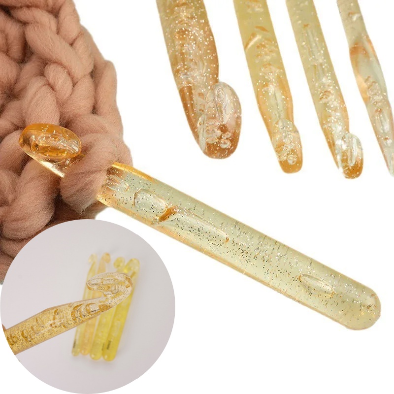 Embroidery Needle Pen - Large Transparent Yellow Crystal Crochet Hooks