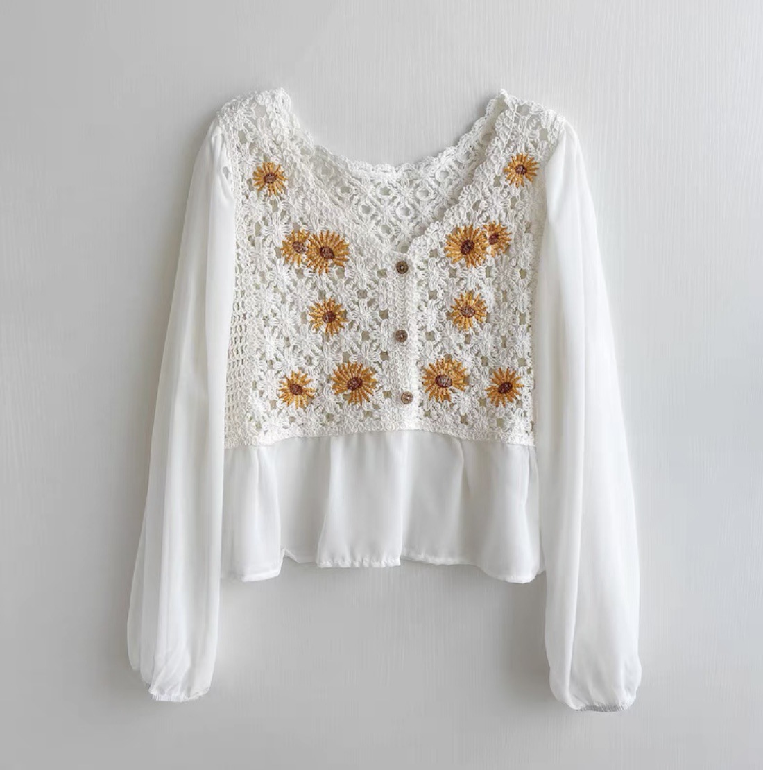 Crochet Top Chiffon Flower Emb - Embroidery Daisy incelemesi ve fiyatı
