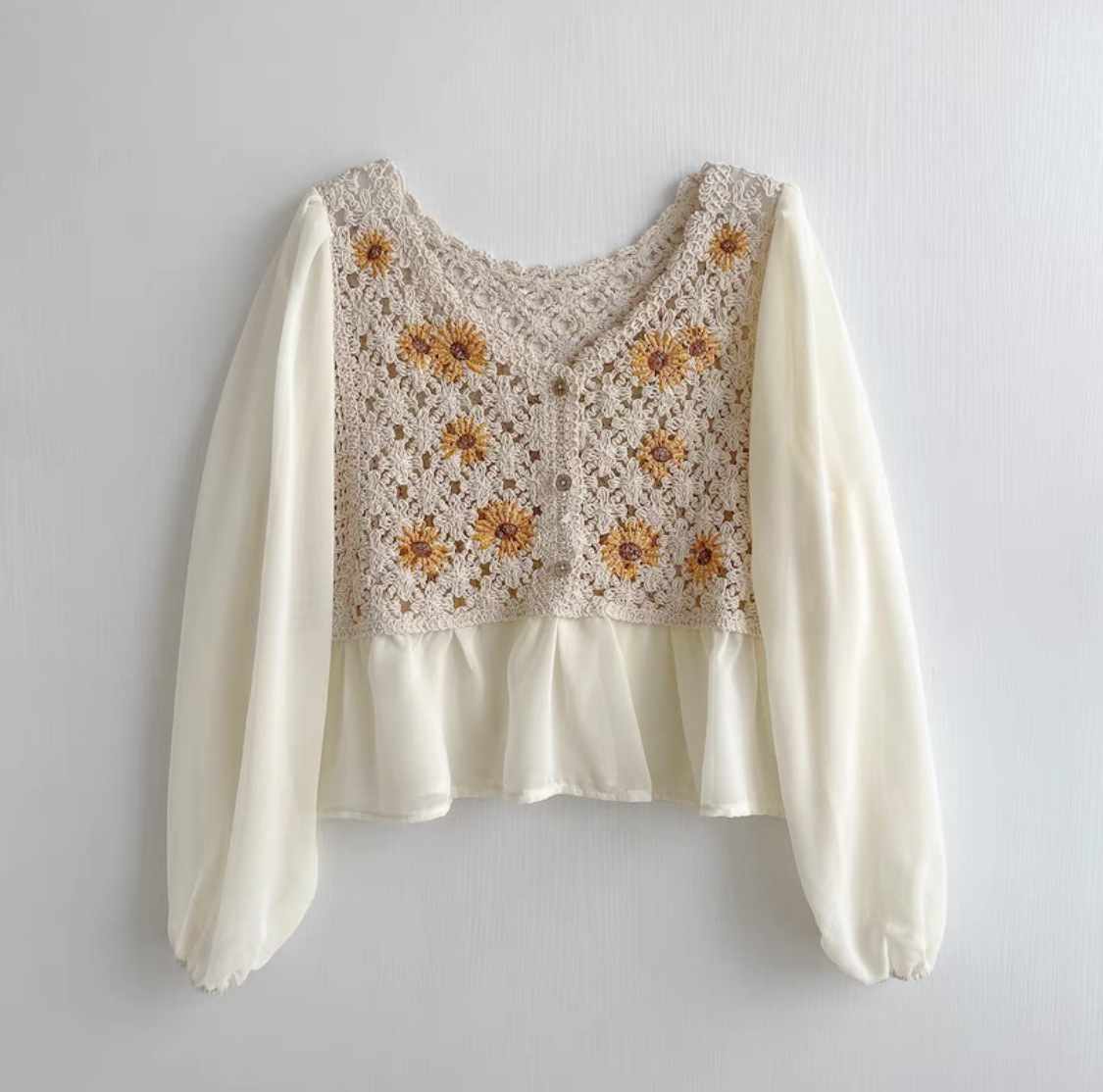 Crochet Top Chiffon Flower Emb - Embroidery Daisy incelemesi ve fiyatı