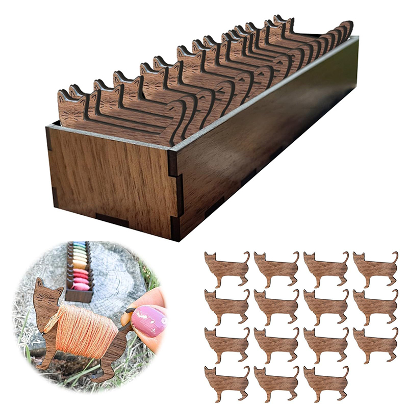 Wooden Animal Sheep Cat Bobbin - Embroidery Floss incelemesi ve fiyatı