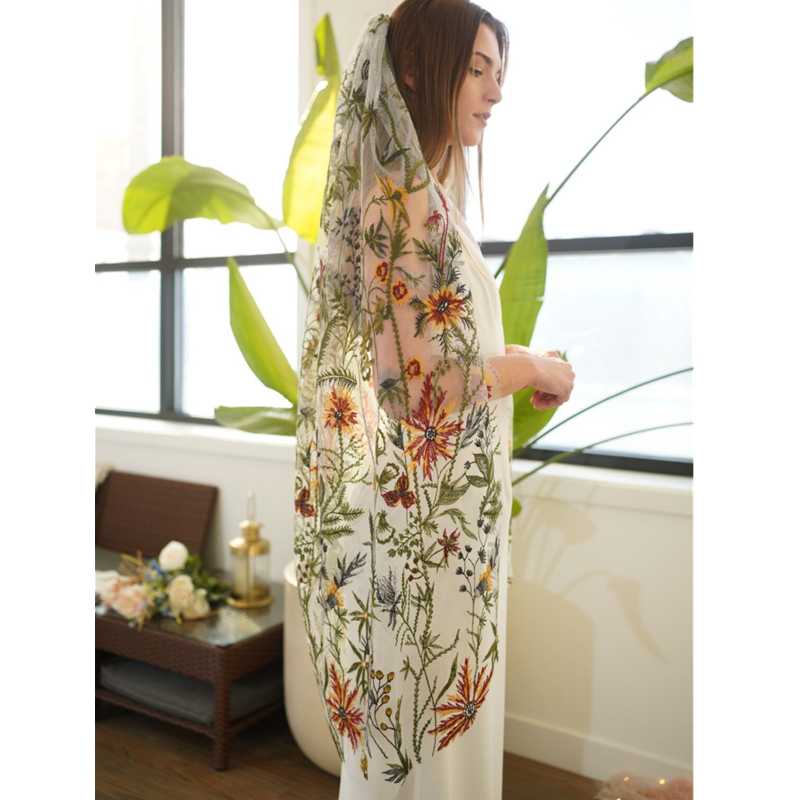 Floral Bridal Wedding Veils Wi - Embroidery Yellow Flower incelemesi ve fiyatı