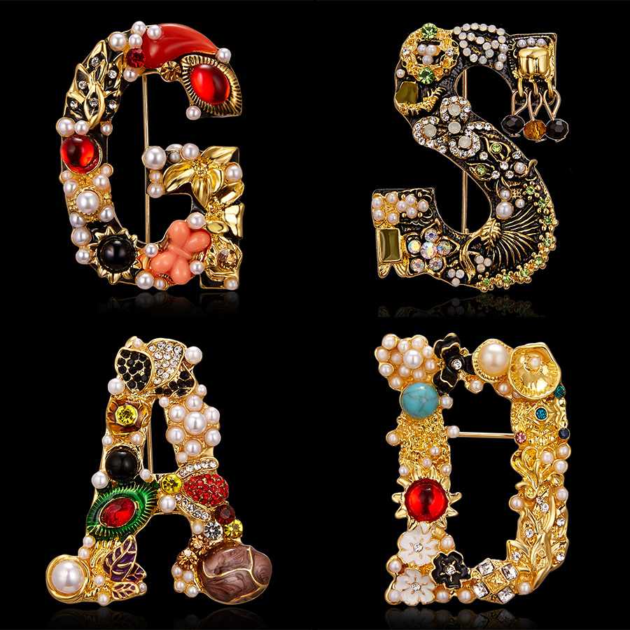 Fashion Enamel Pearl Rhineston - Embroidery Letter M incelemesi ve fiyatı