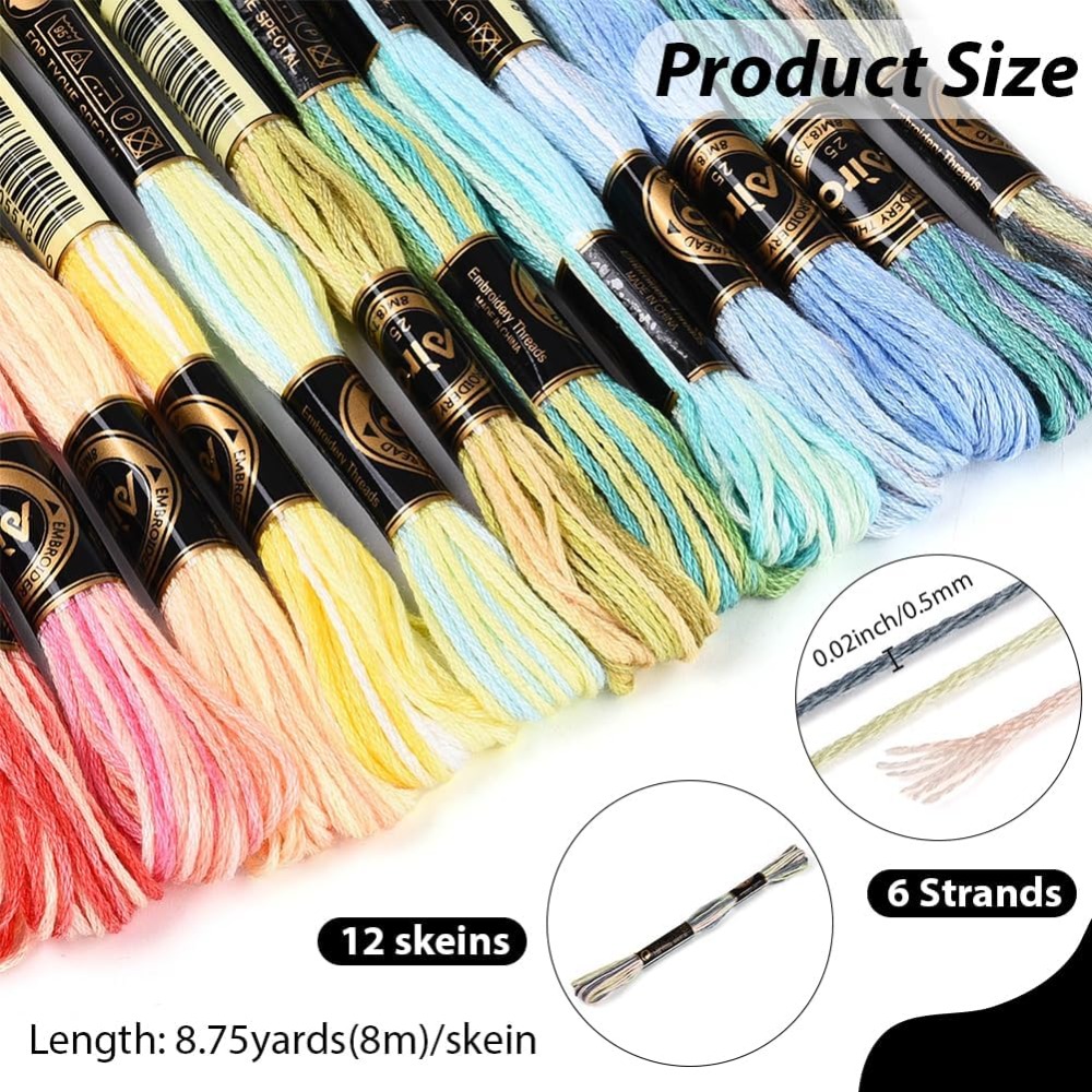 12 Skeins 105 Yards 6 Ply Vari - Embroidery Floss incelemesi ve fiyatı