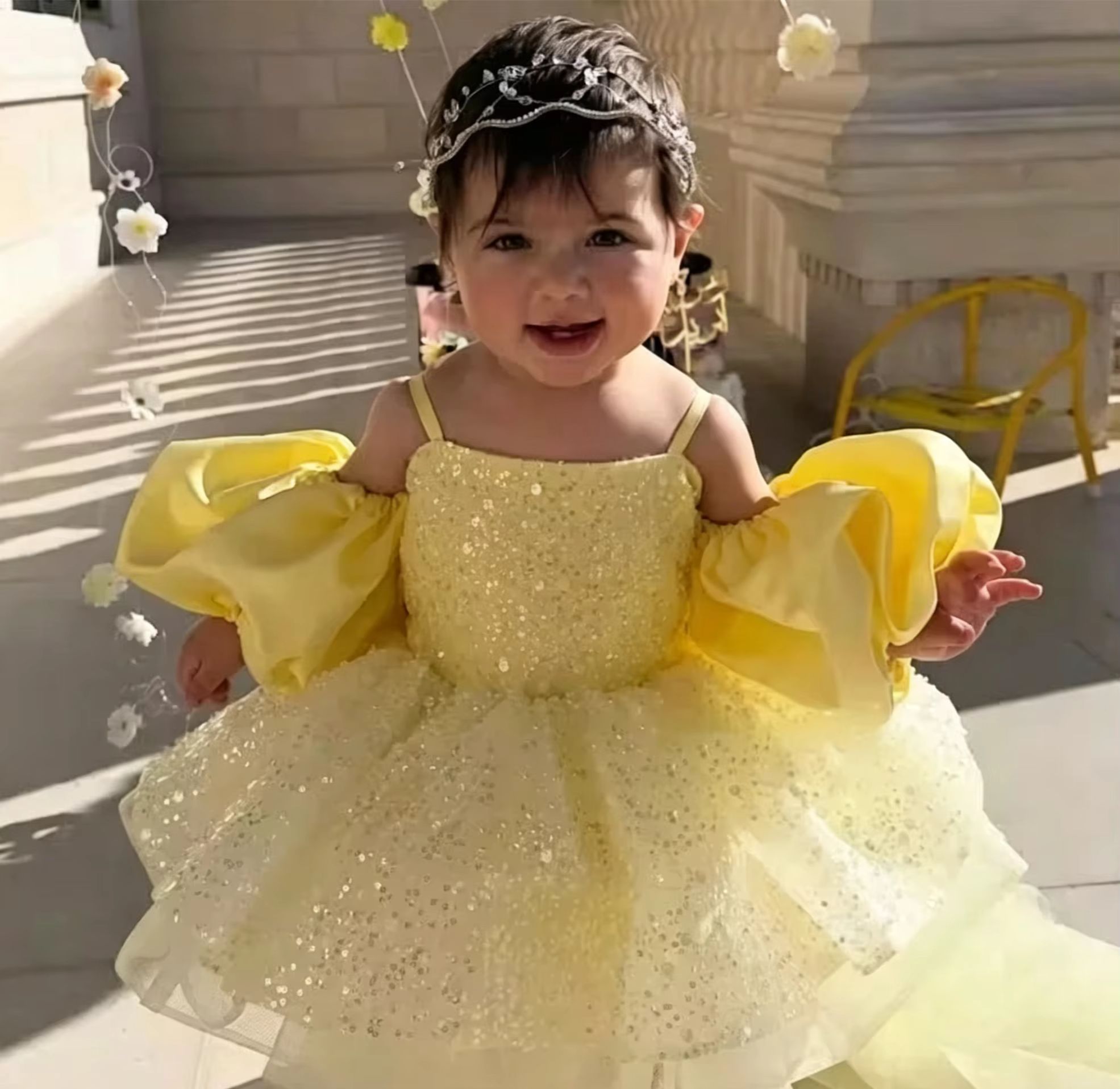Cute Yellow Flower Girl Dresse - Embroidery Yellow Flower incelemesi ve fiyatı