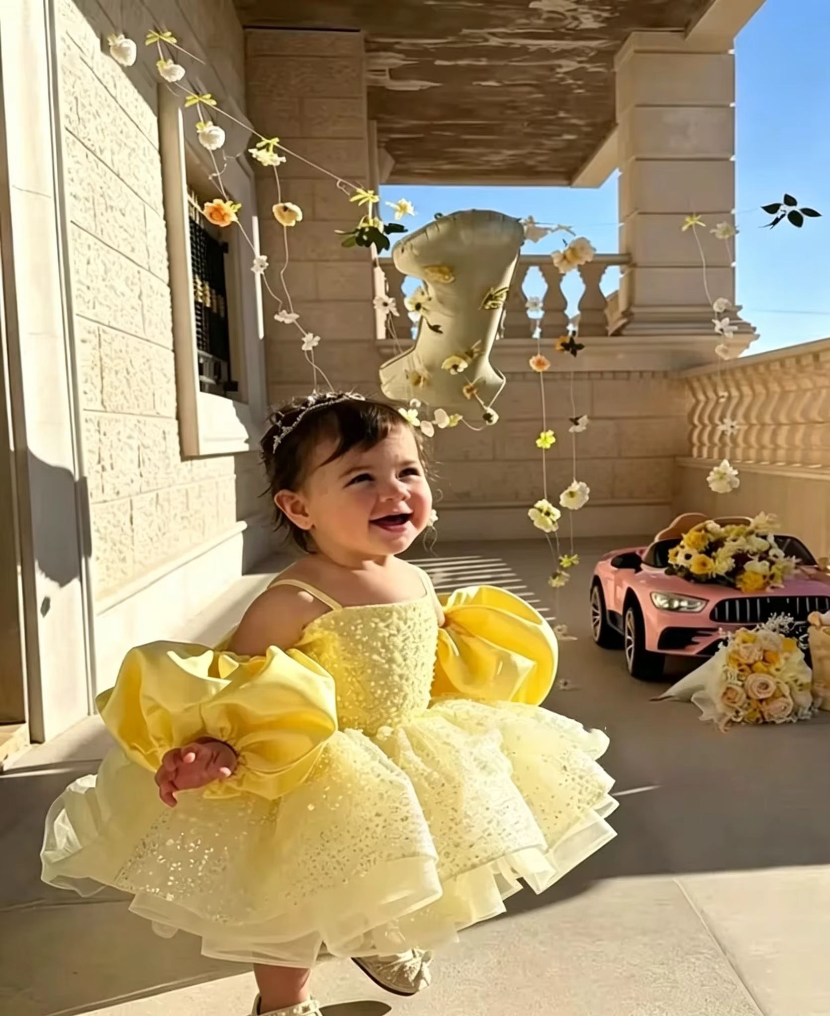 Cute Yellow Flower Girl Dresse - Embroidery Yellow Flower incelemesi ve fiyatı