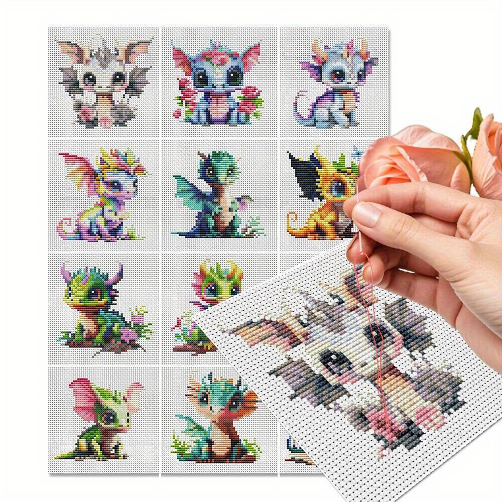 12Pcs Dragon Cross Stitch 11CT - Embroidery X Stitch incelemesi ve fiyatı