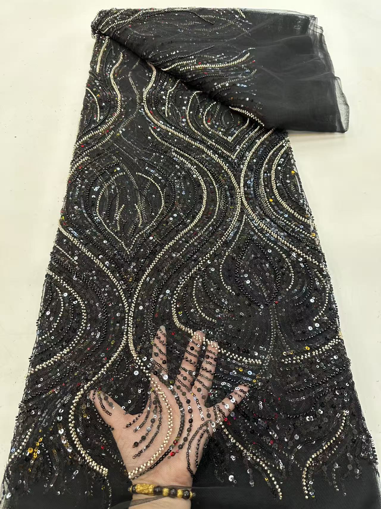Luxury Red African Beaded Mesh - Embroidery Jersey incelemesi ve fiyatı