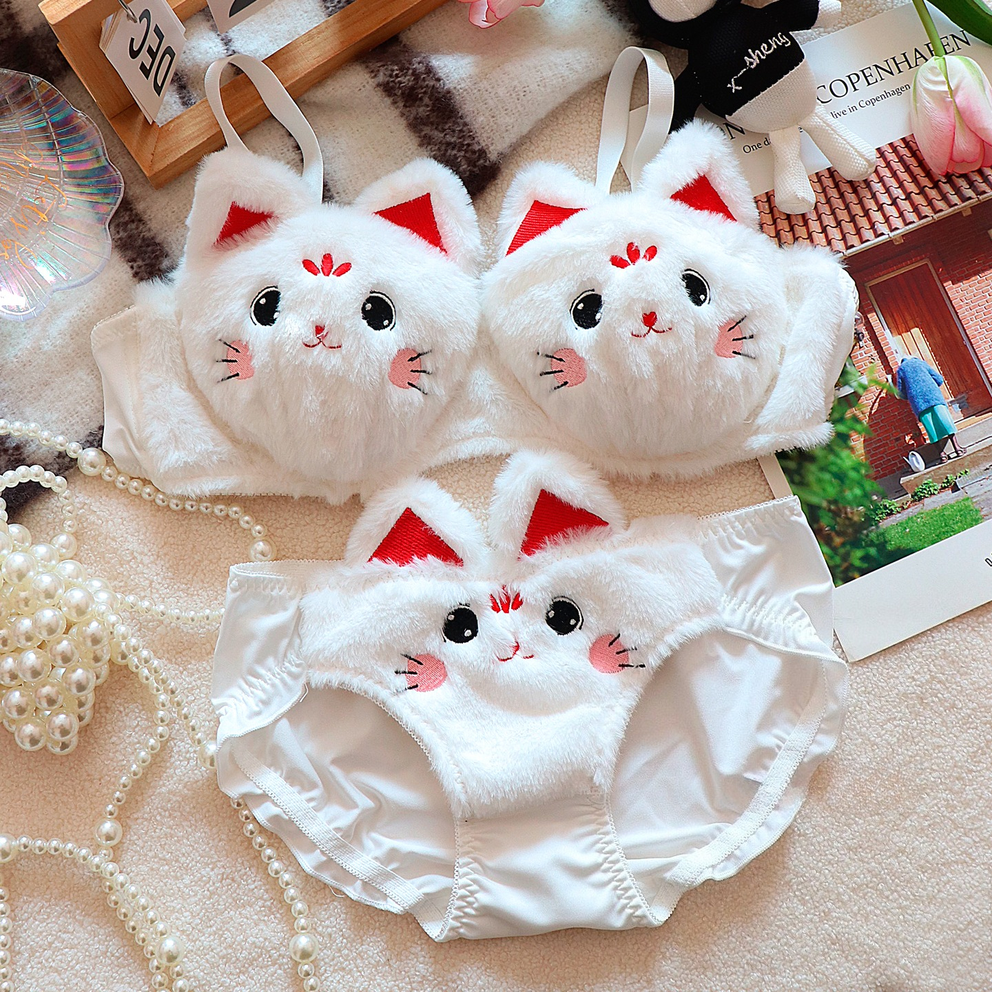 Japan Kawaii Plush Women Bra B - Embroidery Love incelemesi ve fiyatı