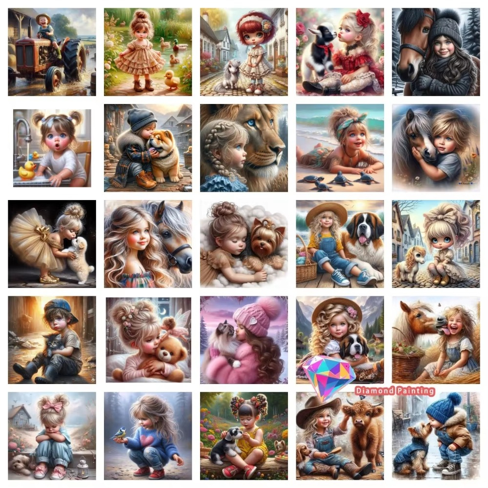 1PC frameless Boys Girls Pet F - Embroidery Painting incelemesi ve fiyatı