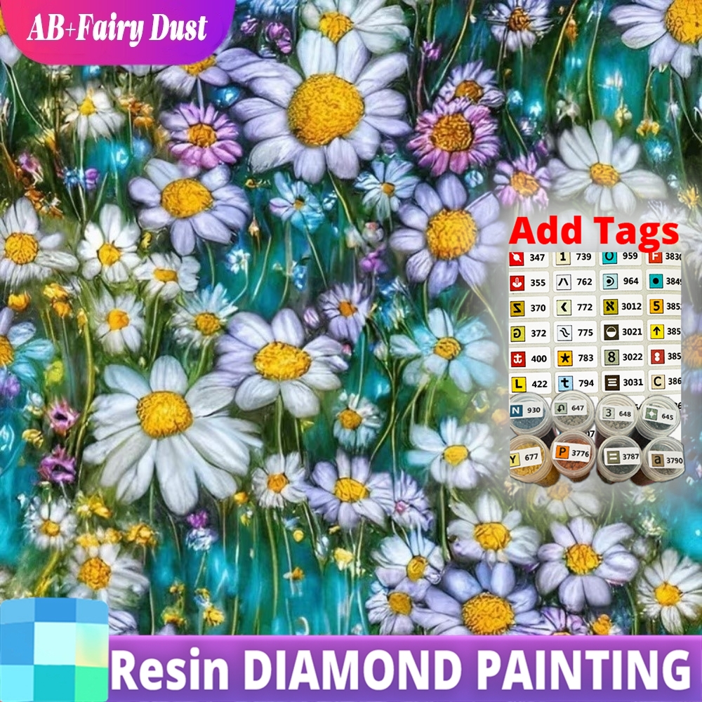 AB Fairy Dust Resin Full Squar - Embroidery Daisy Flower incelemesi ve fiyatı