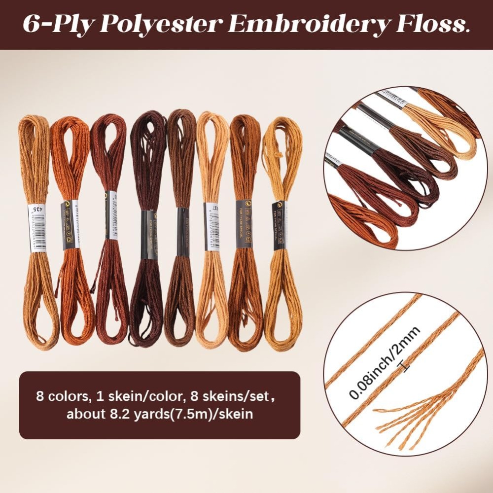8 Skeins 6 Strands Brown Embro - Embroidery Floss incelemesi ve fiyatı