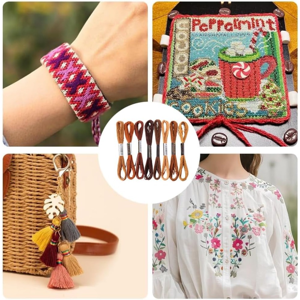 8 Skeins 6 Strands Brown Embro - Embroidery Floss incelemesi ve fiyatı