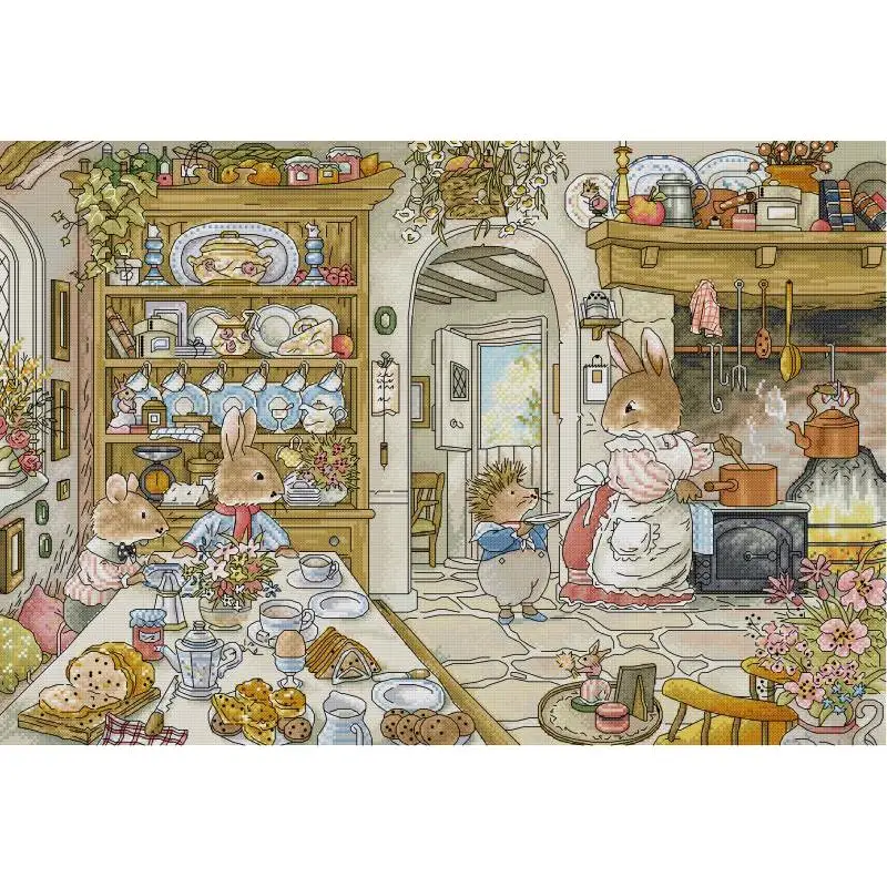 Rabbit's Kitchen Cartoon Anima - Embroidery X Stitch incelemesi ve fiyatı