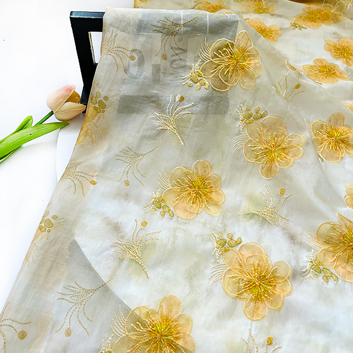 Digital Printing Embroidery Fa - Embroidery Yellow Flower incelemesi ve fiyatı