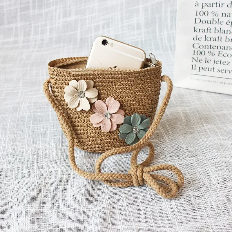 Children's Straw Crossbody Bag - Embroidery Love incelemesi ve fiyatı