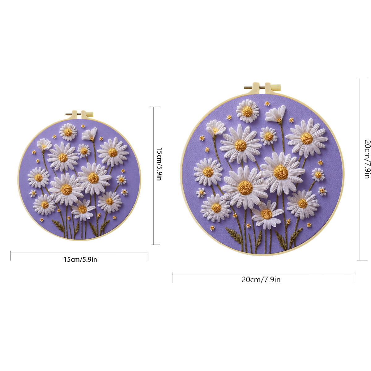 1pc 20X20CM/15X15CM daisy Embr - Embroidery Daisy Flower incelemesi ve fiyatı