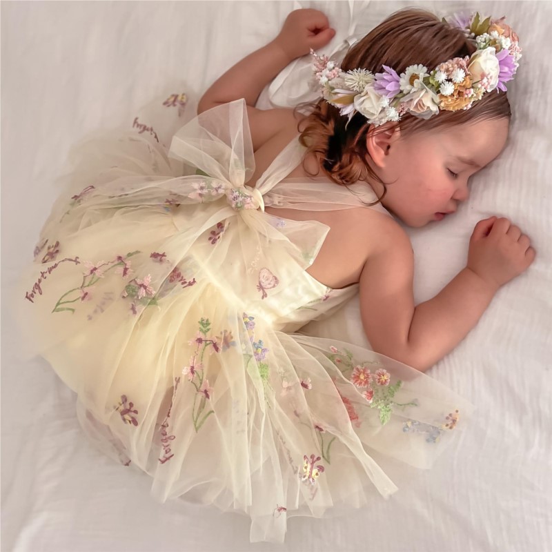 Newborn Baby Girl Princess Fai - Embroidery Daisy Flower incelemesi ve fiyatı