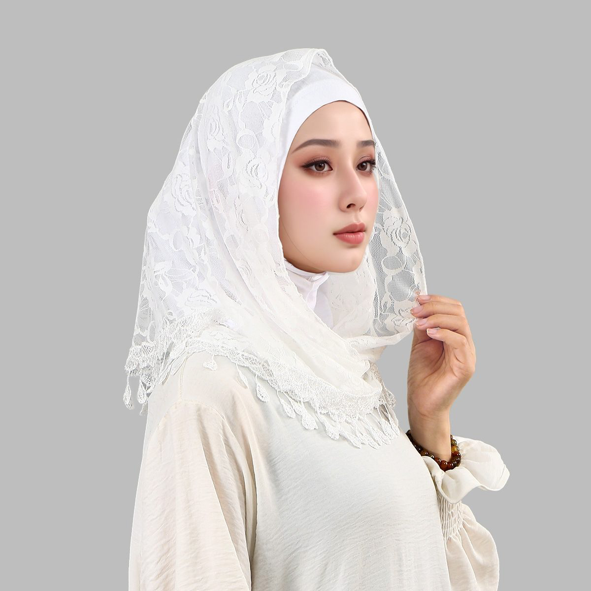 Fashion Muslim Woman Lace Hija - Embroidery Premium incelemesi ve fiyatı
