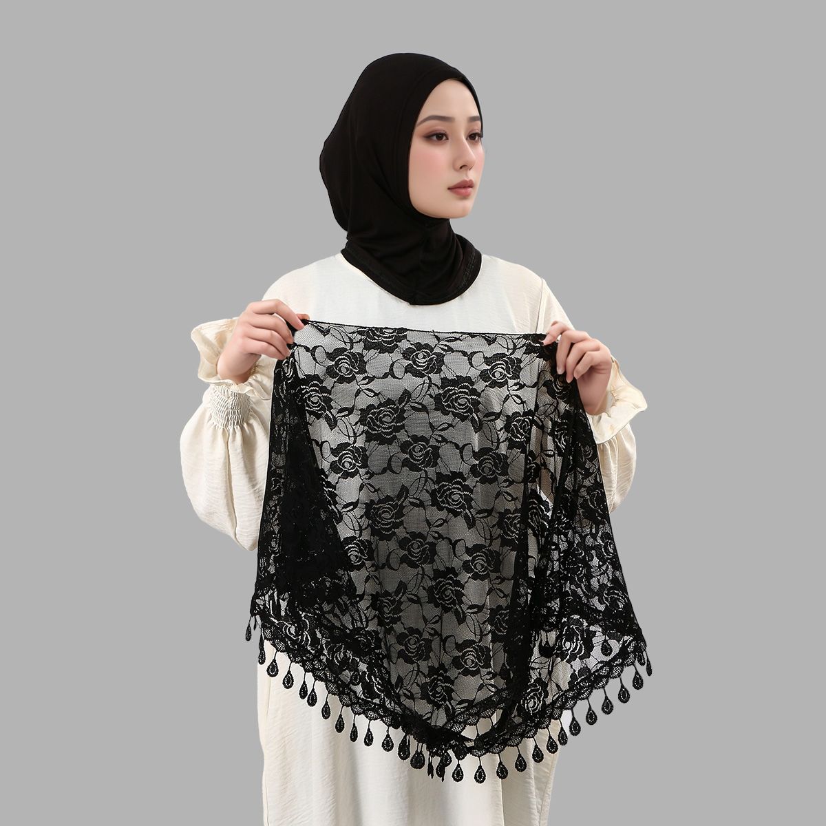 Fashion Muslim Woman Lace Hija - Embroidery Premium incelemesi ve fiyatı