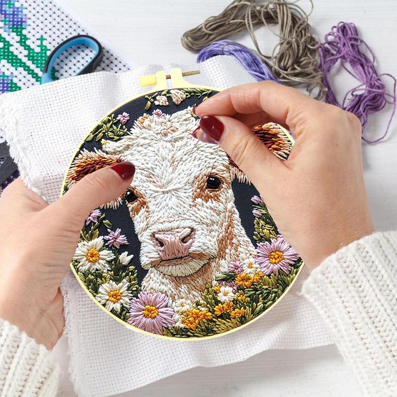 Embroidery Kits For Adults Cow - Embroidery Daisy Flower incelemesi ve fiyatı