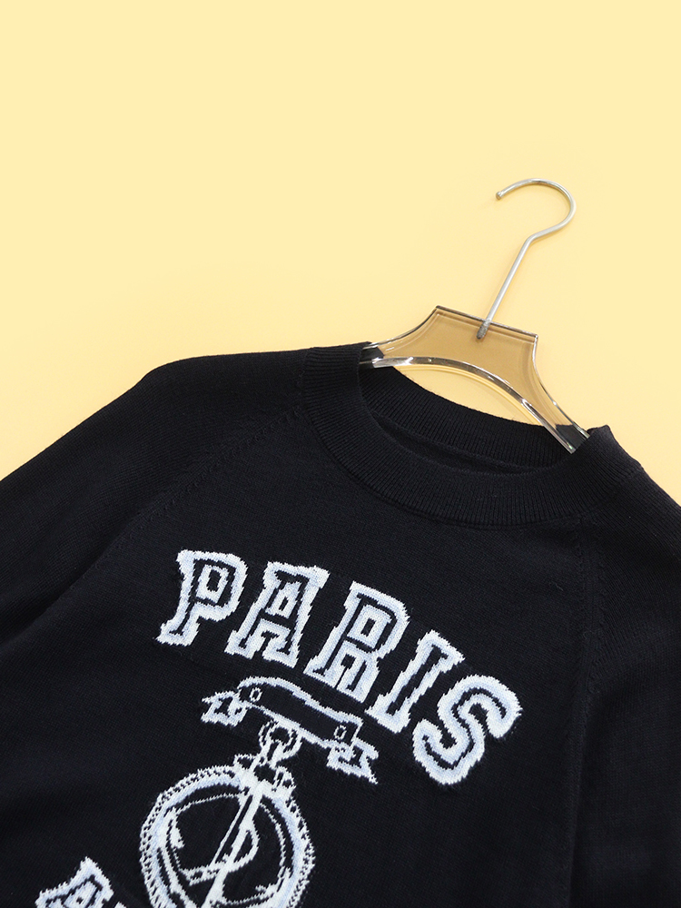 Deep Blue Long Sve Knitted Swe - Embroidery Letter M incelemesi ve fiyatı