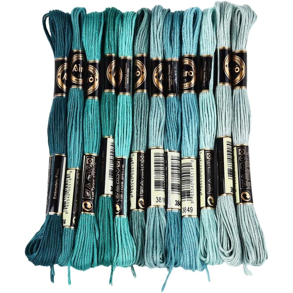12 Skeins 6 Strands Green Embr - Embroidery Floss incelemesi ve fiyatı