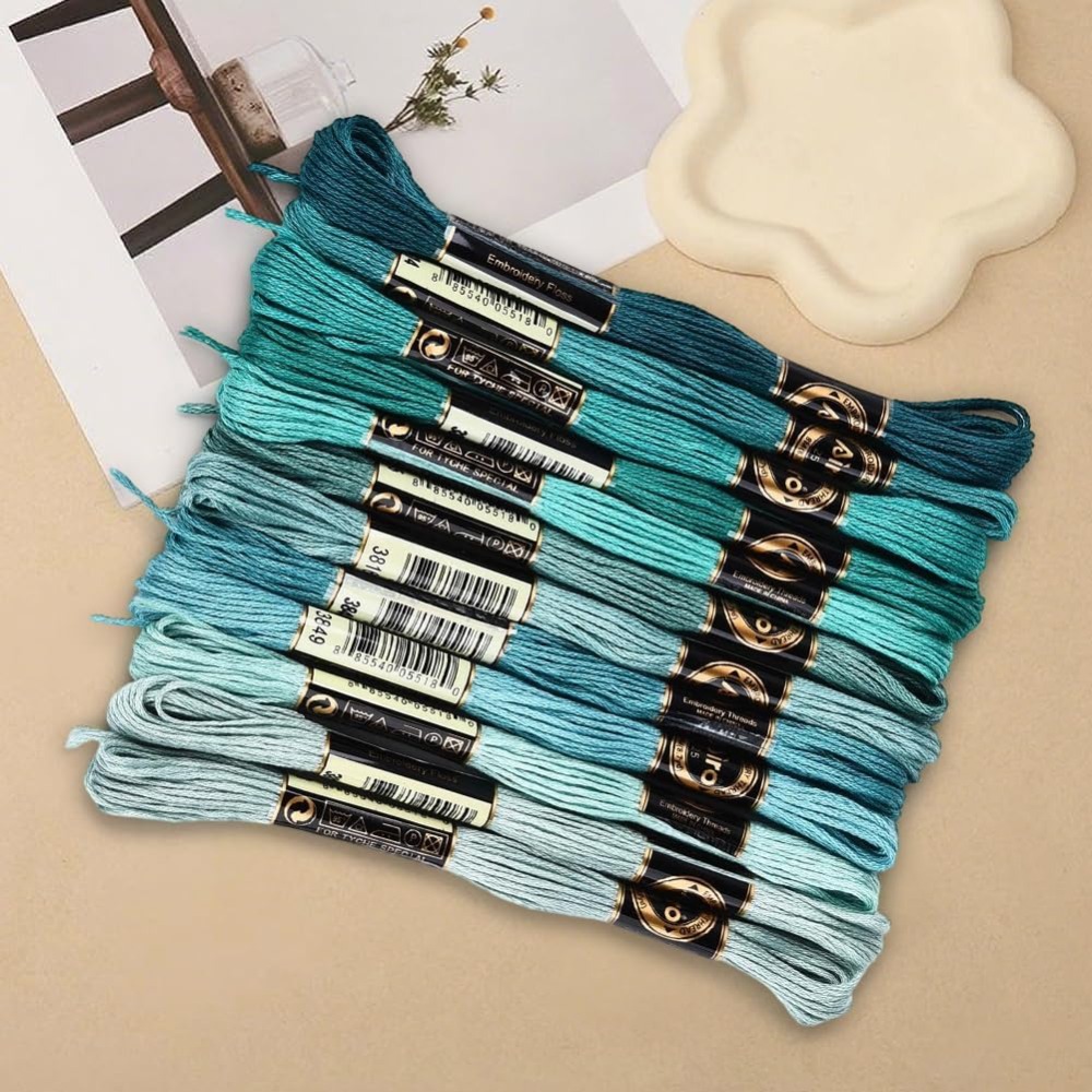 12 Skeins 6 Strands Green Embr - Embroidery Floss incelemesi ve fiyatı