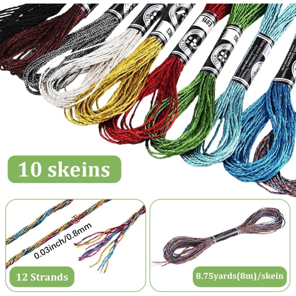10 Skeins 10 Colors Metallic E - Embroidery Floss incelemesi ve fiyatı
